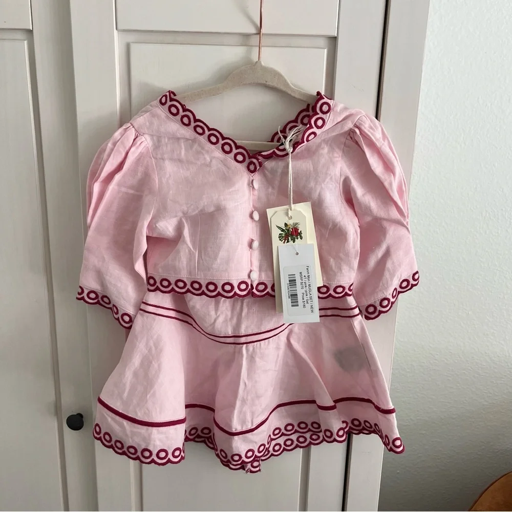 FANM MON x Dopple Kids Little Girls Mugla 2 Piece Embroidered Top + Skirt